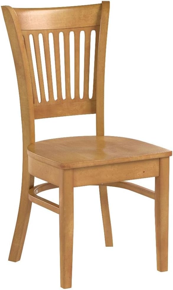 Kitchen Dining Chairs - Slat Back Wooden Seat Chairs, Set of 2, Oak