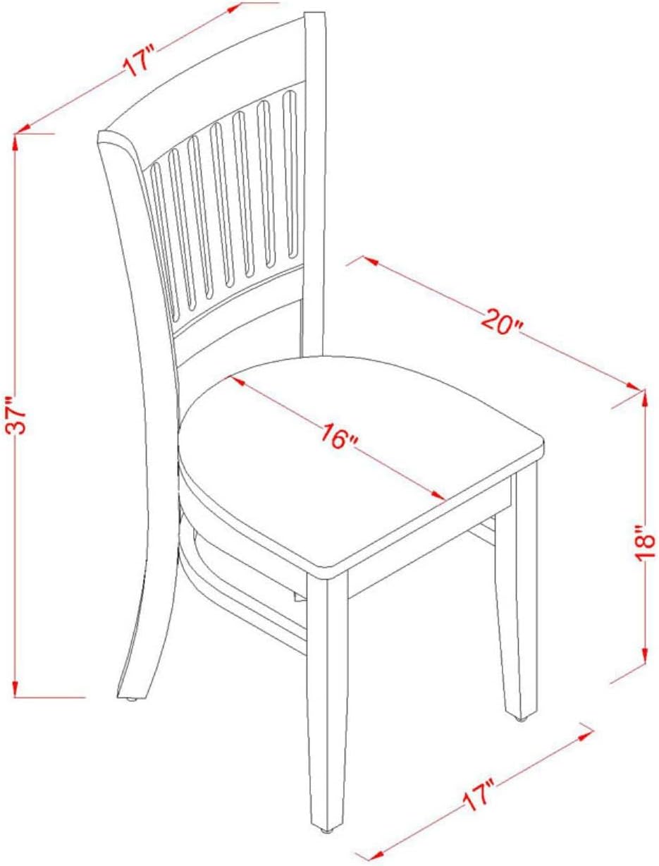 Kitchen Dining Chairs - Slat Back Wooden Seat Chairs, Set of 2, Oak