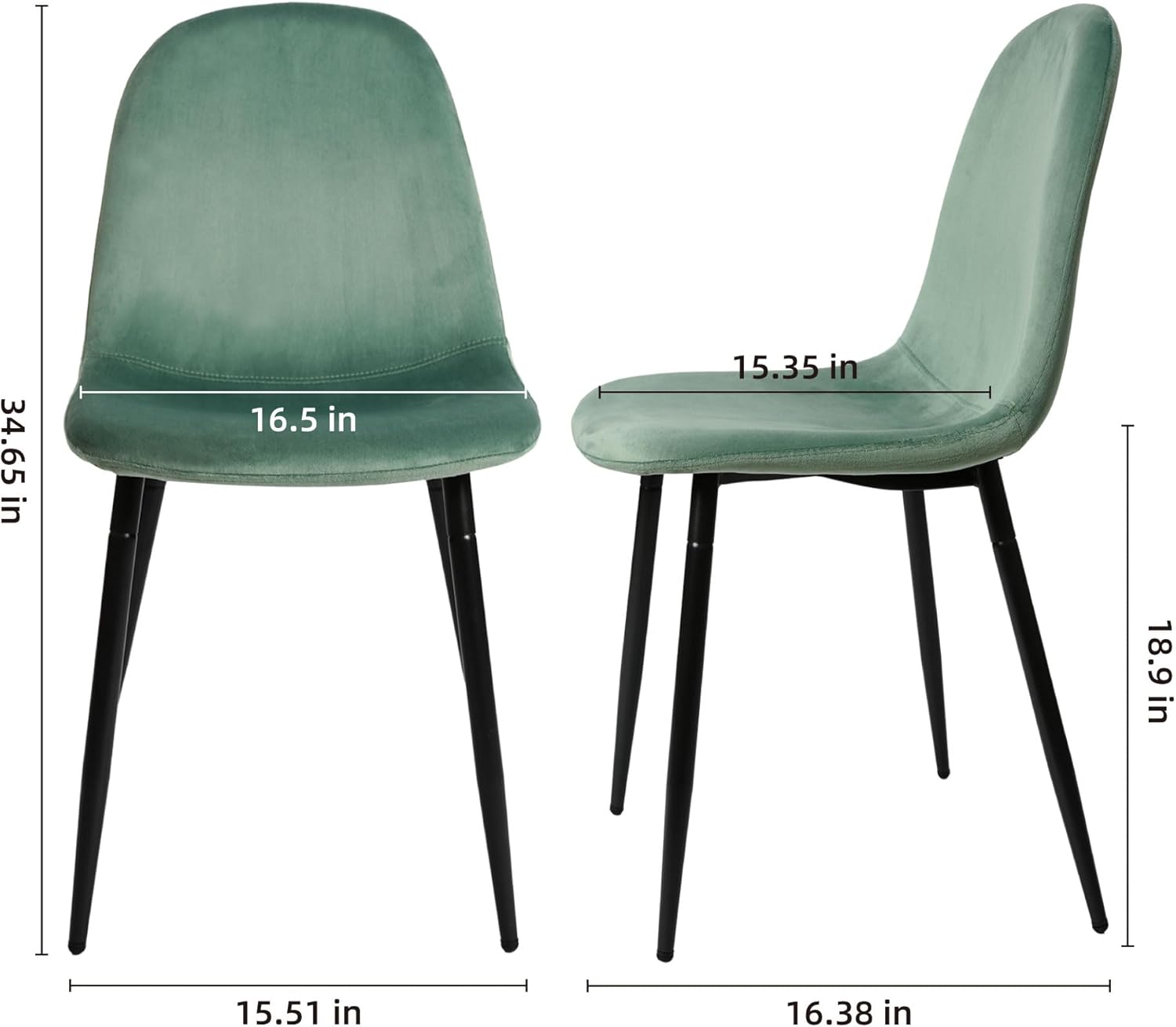 Modern Velvet Chairs with Metal Legs for Living, Bedroom, Restaurant, Dining Room, Set of 4, Light Green