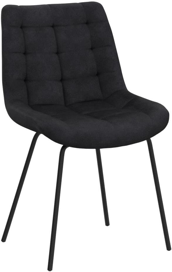 Velvet Dining Chairs, Upholstered Reception Chairs, Tufted Accent Chair with Metal Legs for Home Kitchen, Living Room, Set of 2, Black