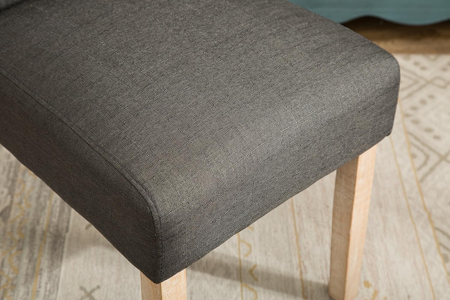 Solid Wood Tufted Parsons Charcoal Dining Chair, Set of 2