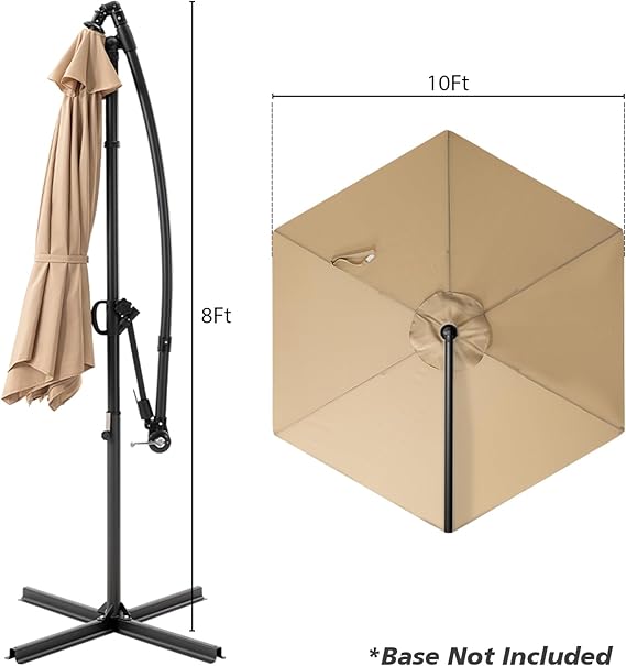 9/10/9 x 11.5FT Offset Patio Umbrella, Outdoor Umbrella with 360-degree Rotation, Cantilever Patio Outdoor with Handy Crank, UV & Waterproof Canopy, 6 Ribs for Market, Backyard, Poolside, Garden