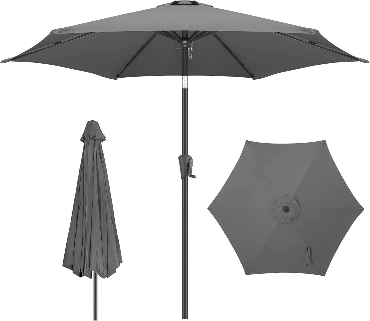 7.5 ft Outdoor Market Patio Table Umbrella with Tilt, Anthracite