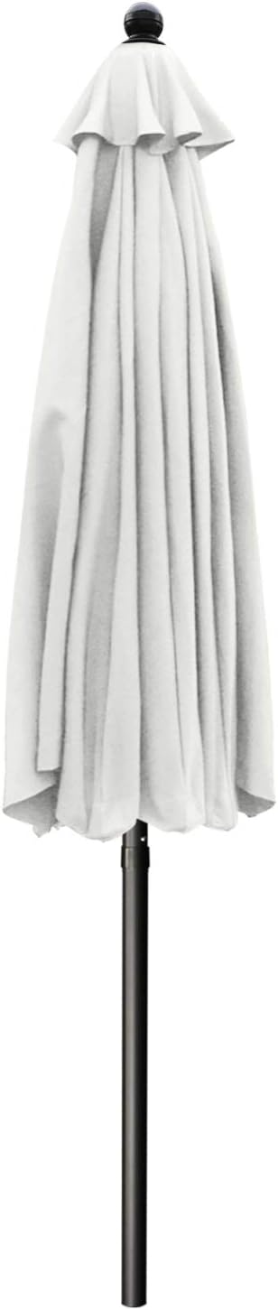 Patio Umbrella 9ft - Outdoor Table Umbrella with Push Button Tilt and Crank, 8 Ribs Umbrella for Patio Pool Garden Deck (Light Beige)