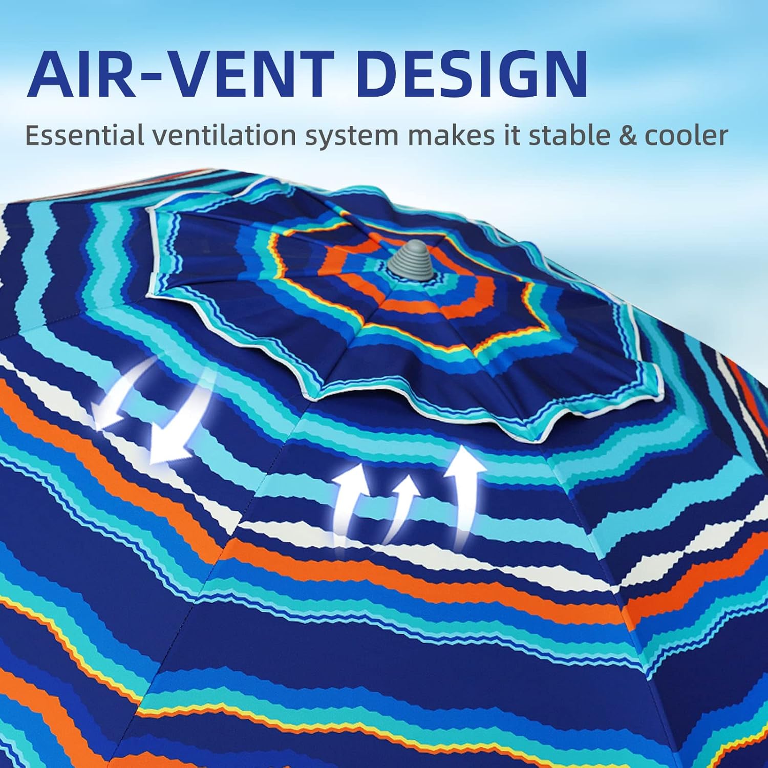 7ft Heavy Duty High Wind Beach Umbrella Parasols with sand anchor & Tilt Sun Shelter, UV 50+ Protection Outdoor Sunshade Umbrellas Carry Bag for Patio Garden Pool Backyard Multicolor