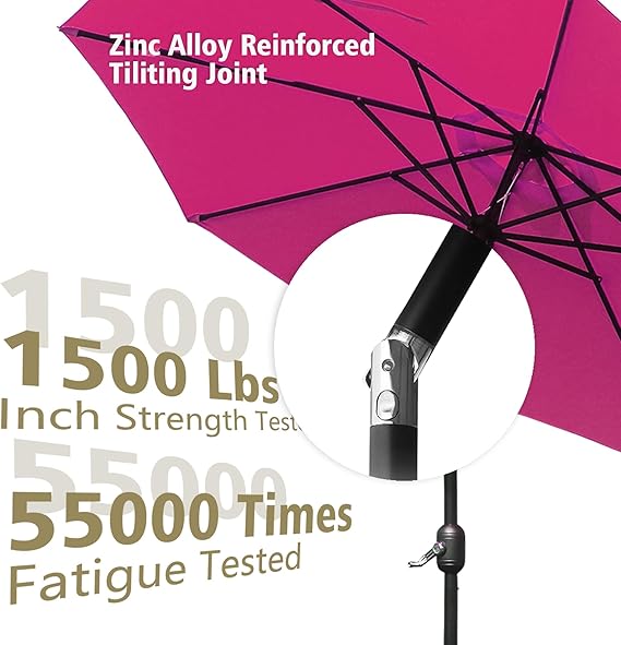 9ft Outdoor Market Patio Table Umbrella with Auto Tilt and Crank,Large Sun Umbrella with Sturdy Pole&Fade resistant canopy