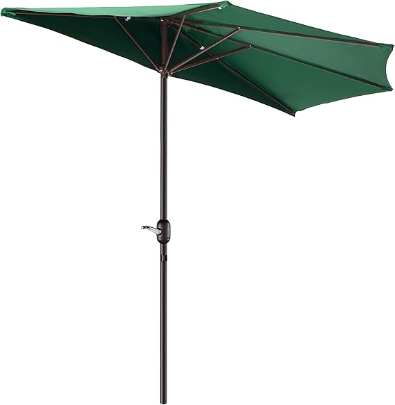 Patio Umbrella - 9FT Half Umbrella Outdoor Patio Canopy with Easy Hand Crank