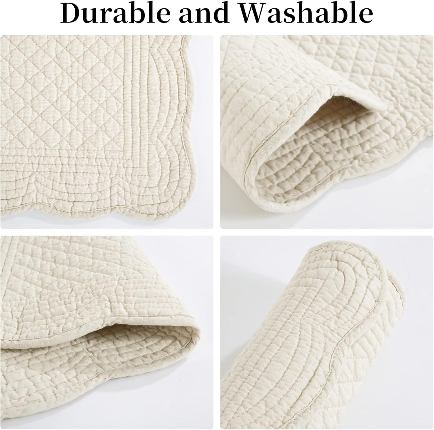 Quilted Placemats Set of 6 Washable-13x18 inches Rectangular Placemats for Kitchen Table-100% Cotton Fabric Rectangular Table Mats-Cotton (18"x13", Flax)