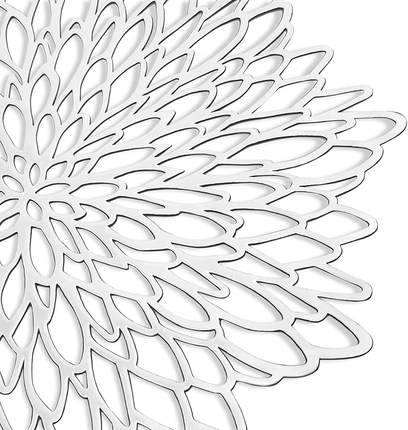 10 Pack Silver Metallic Vinyl Placemats for Christmas, Thanksgiving, Leaf Design (14.4 in)