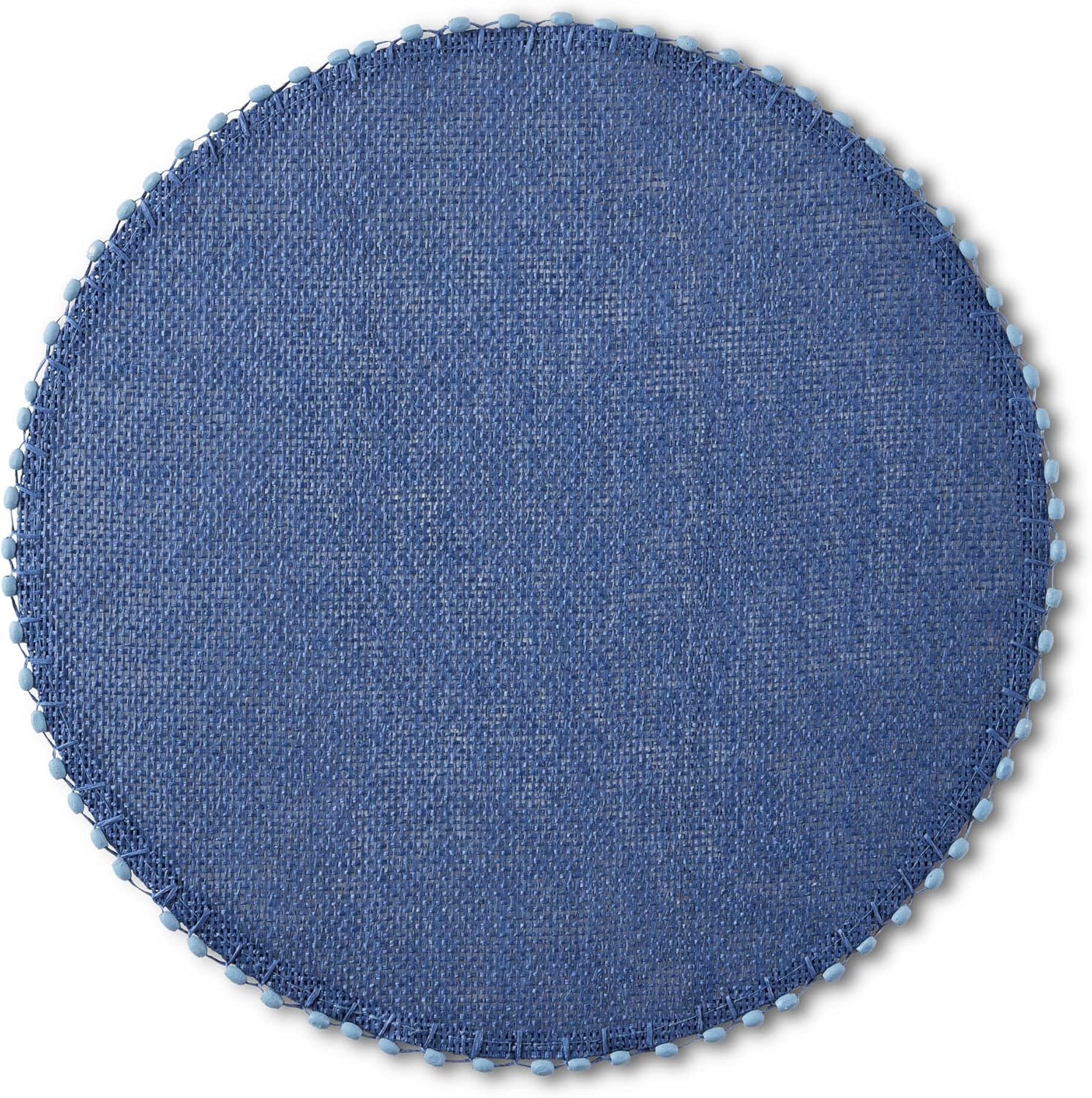 Woven Water Resistant Lindos Placemat Set 6-Pack, 15" Round, Navy Blue