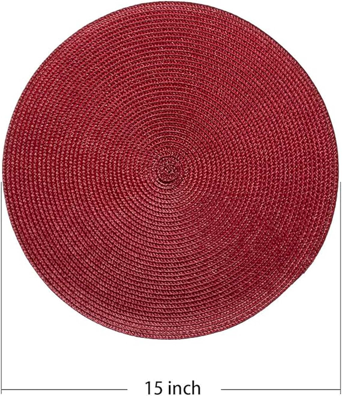 Round Braided Placemats Set of 8 Round Table Mats for Dining Tables Natural Woven Heat Resistant Place mats 15 Inch (Tango red,8)