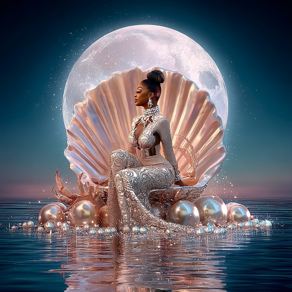 Cancer Moonlit Pearl Goddess Art