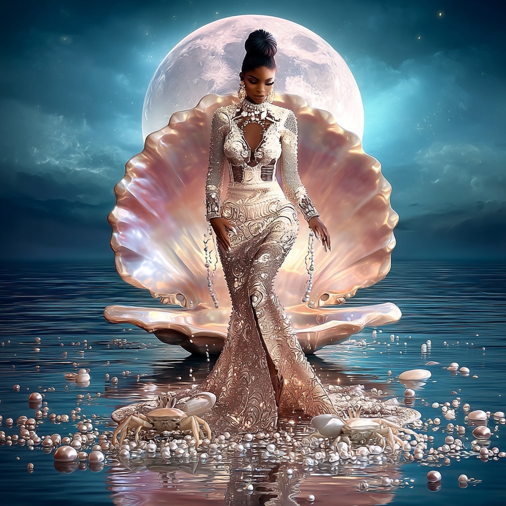Moonlit Sea Goddess Digital Art