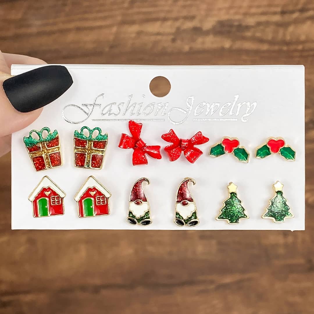 Christmas-themed stud earrings