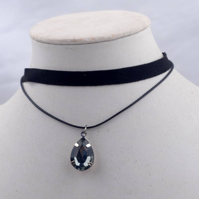 Black Velvet Choker with Teardrop Pendant
