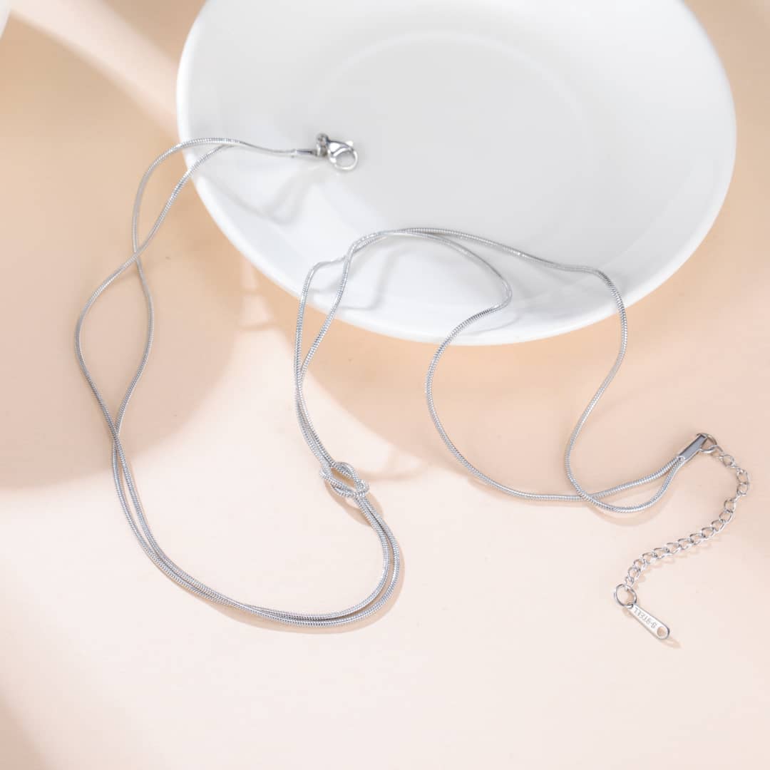 Knotted Silver choker Necklace