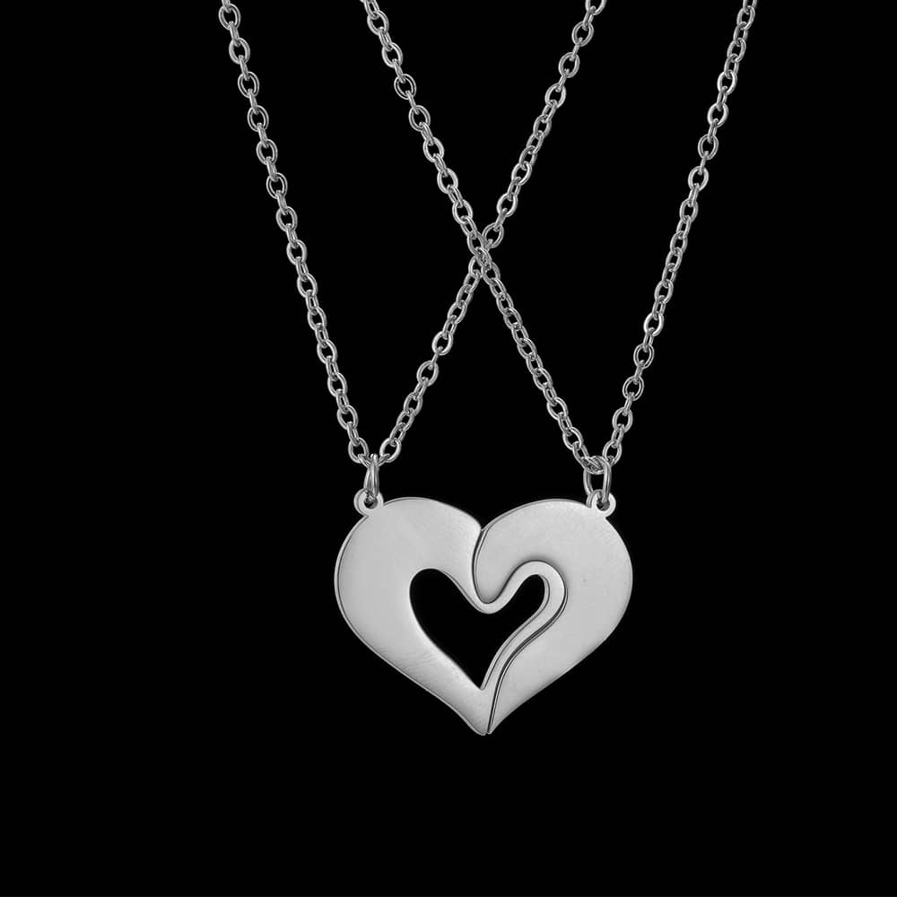 Couple's Heart Pendant Necklace
