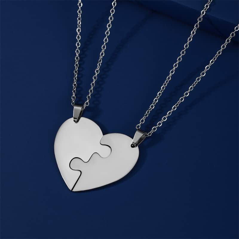 Puzzle Heart Necklace Set