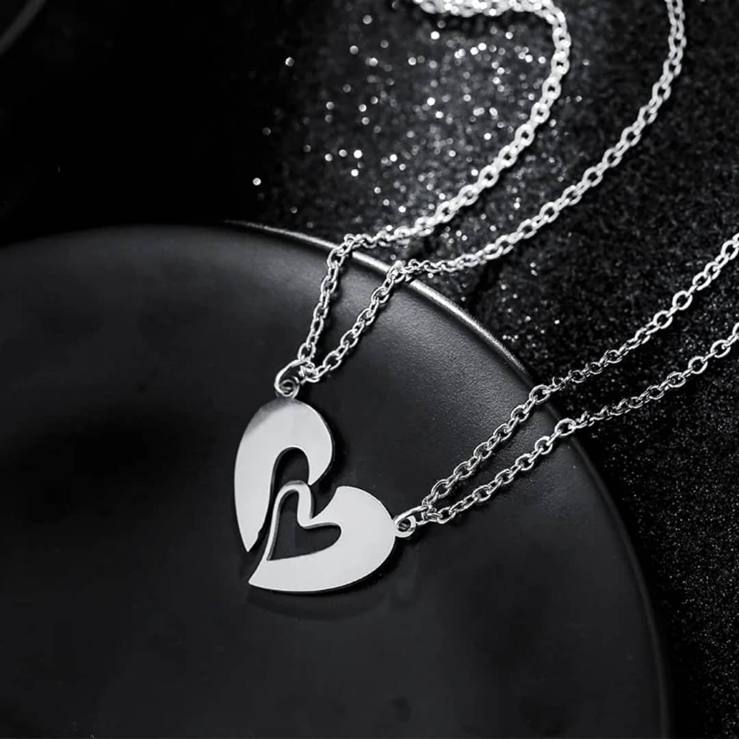 Couple's Heart Pendant Necklace