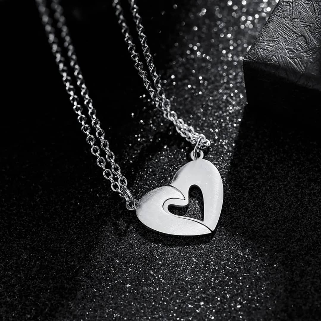 Couple's Heart Pendant Necklace