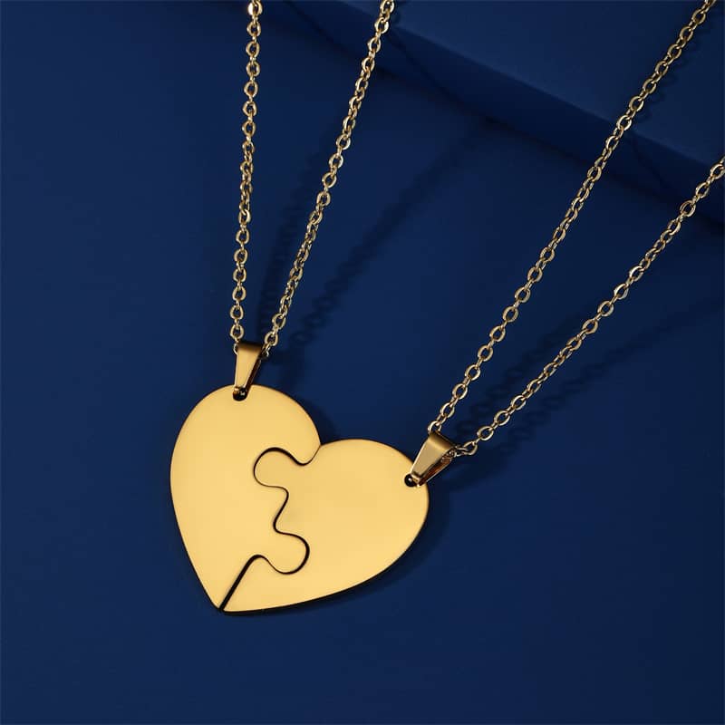 Puzzle Heart Necklace Set