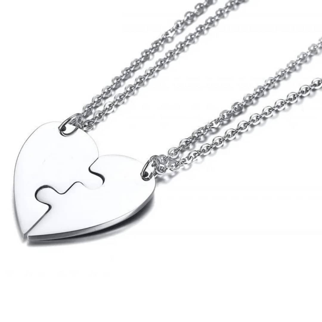 Puzzle Heart Necklace Set
