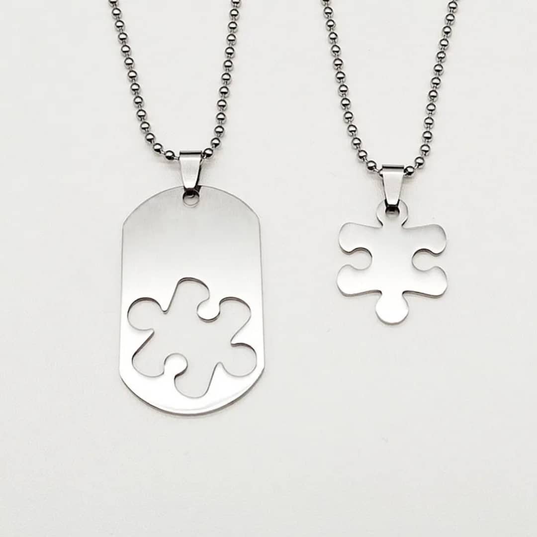 Couple's Puzzle Piece Necklaces