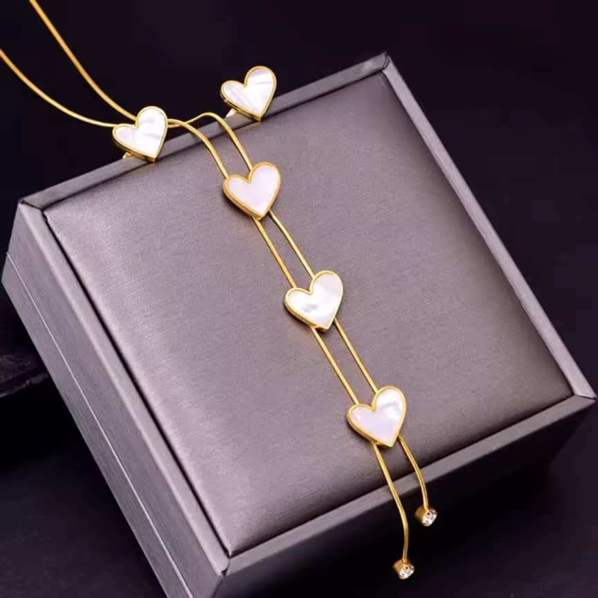 Lustrous White Heart Necklace