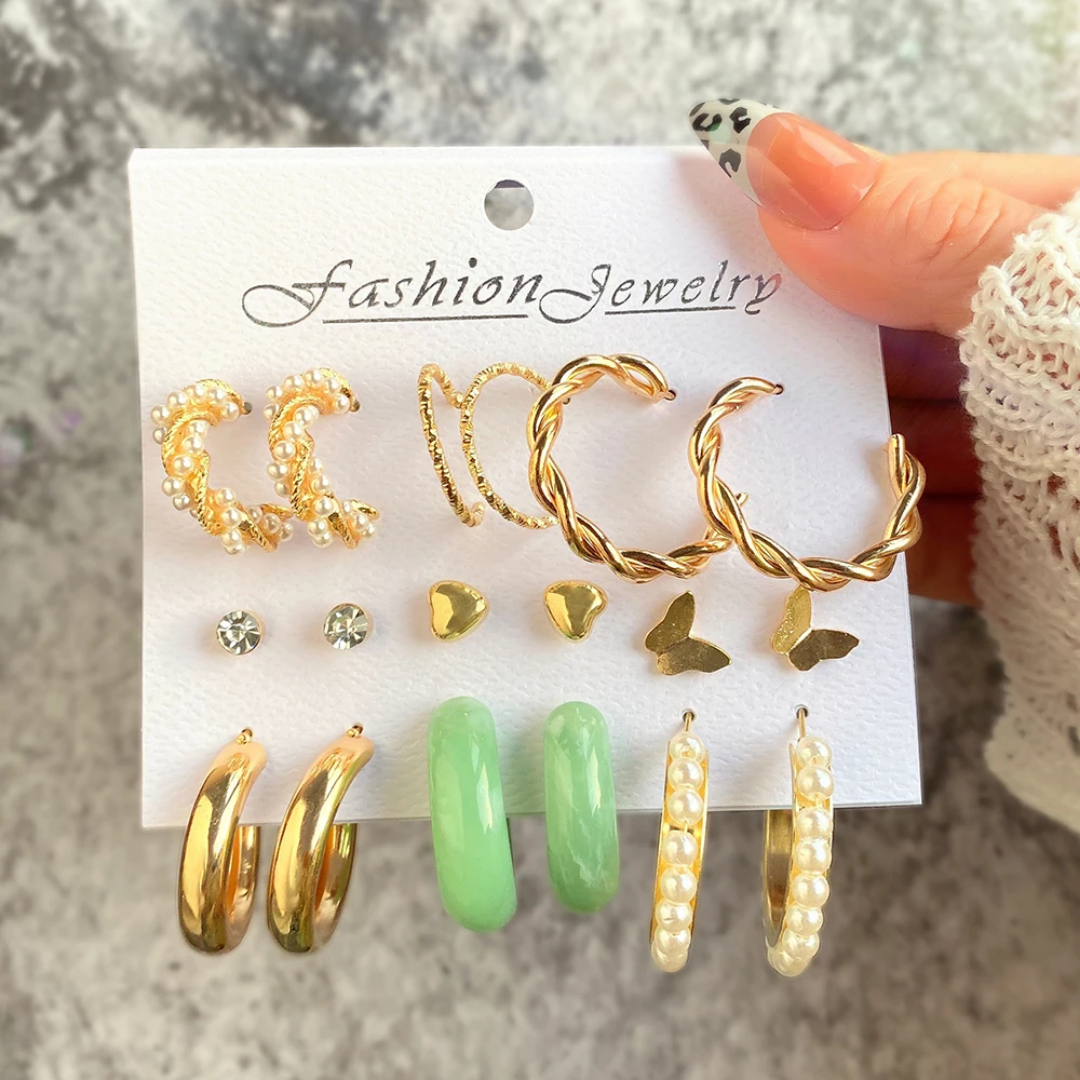9 pairs assorted earrings set