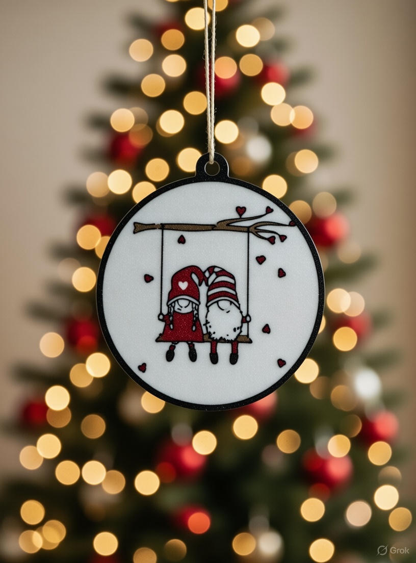 Gnomes in Love on the Swing