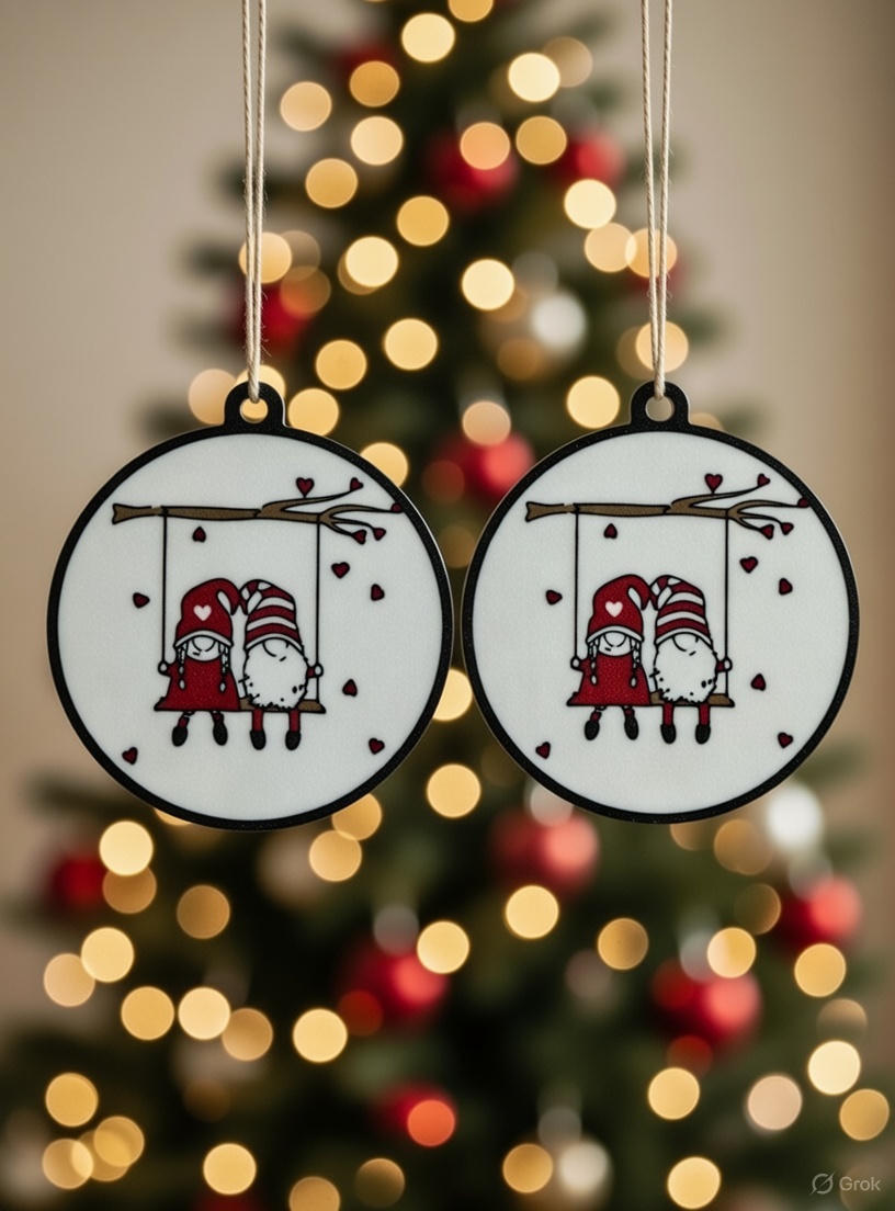 Gnomes in Love on the Swing