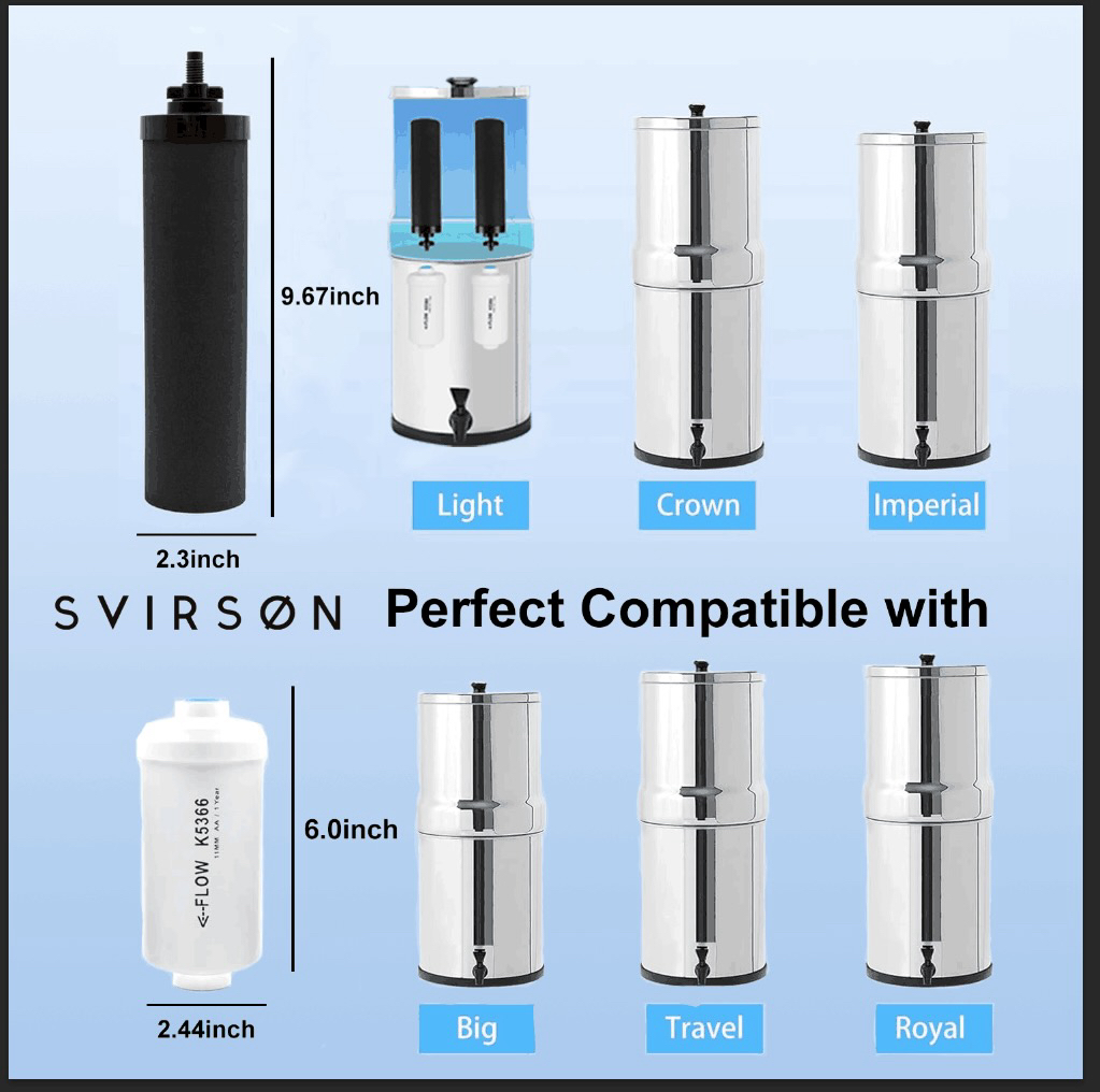 Filter Replacement for Berkey water filter replacement Black Carbon (BB9-2®) Purification Elements, Fluoride Filters K5366 (PF-2®) Combo Pack – Compatible with Berkey® Filtration System – Pack of 4