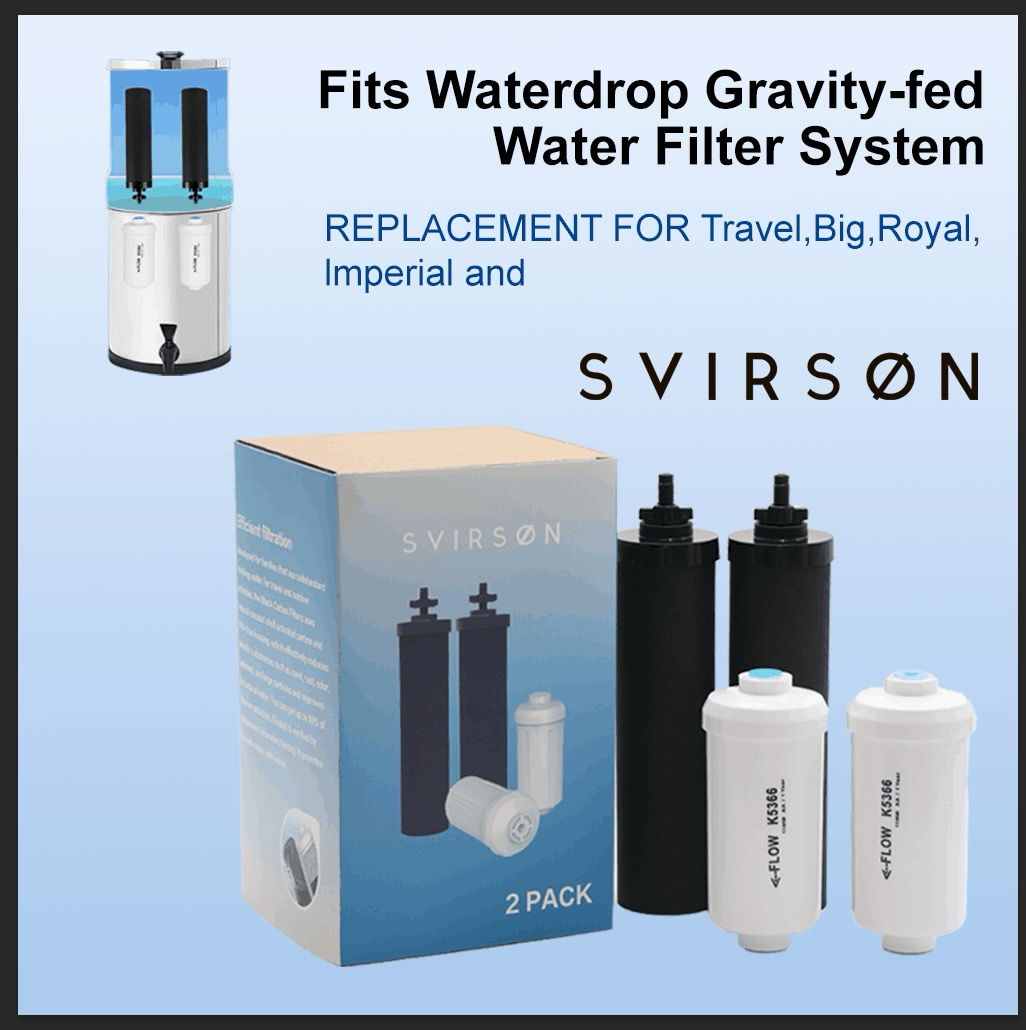 Filter Replacement for Berkey water filter replacement Black Carbon (BB9-2®) Purification Elements, Fluoride Filters K5366 (PF-2®) Combo Pack – Compatible with Berkey® Filtration System – Pack of 4