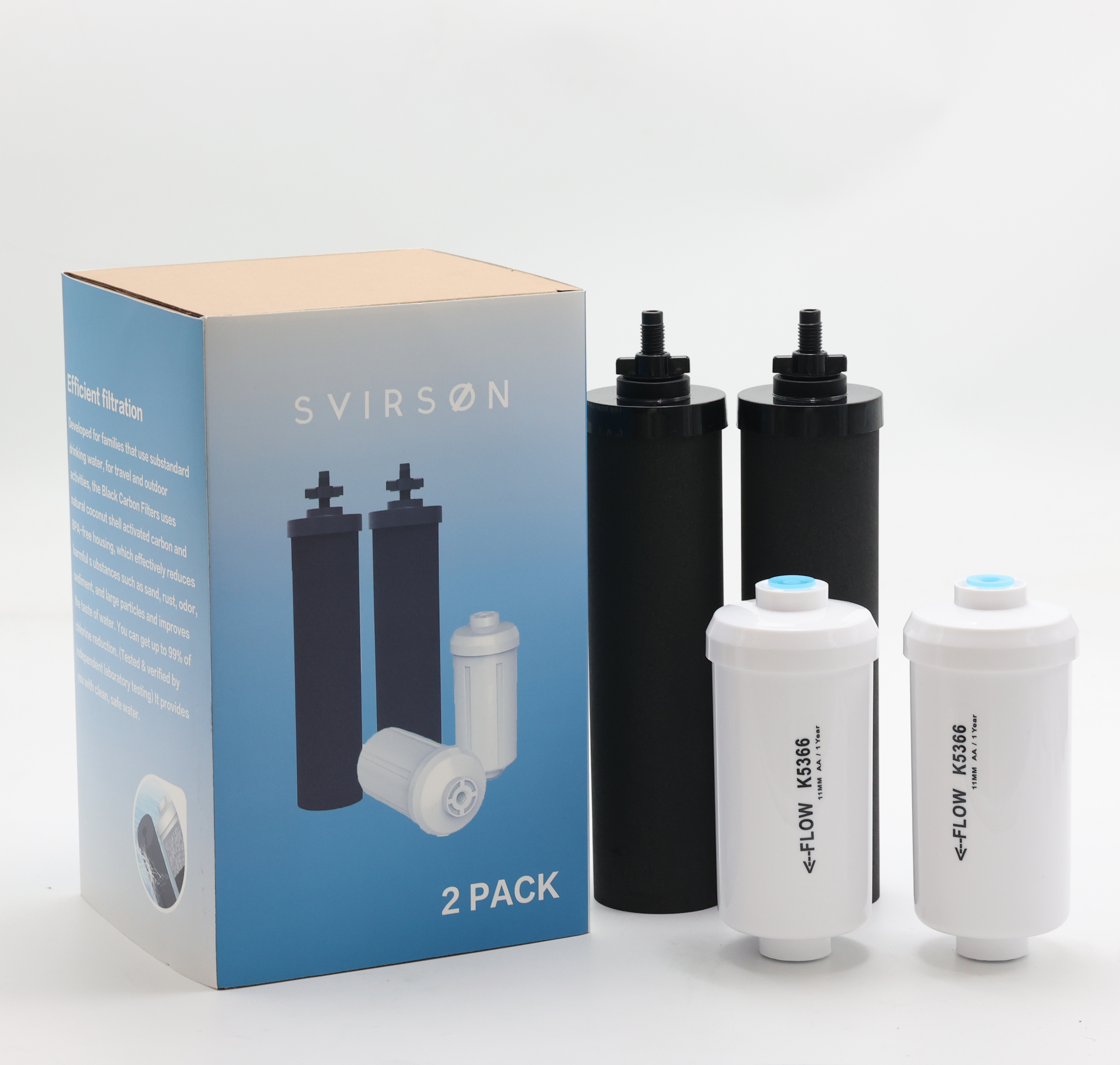 Filter Replacement for Berkey water filter replacement Black Carbon (BB9-2®) Purification Elements, Fluoride Filters K5366 (PF-2®) Combo Pack – Compatible with Berkey® Filtration System – Pack of 4