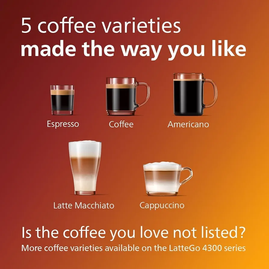 Philips 4300 Series Fully Automatic Espresso Machine - LatteGo Milk Frother,