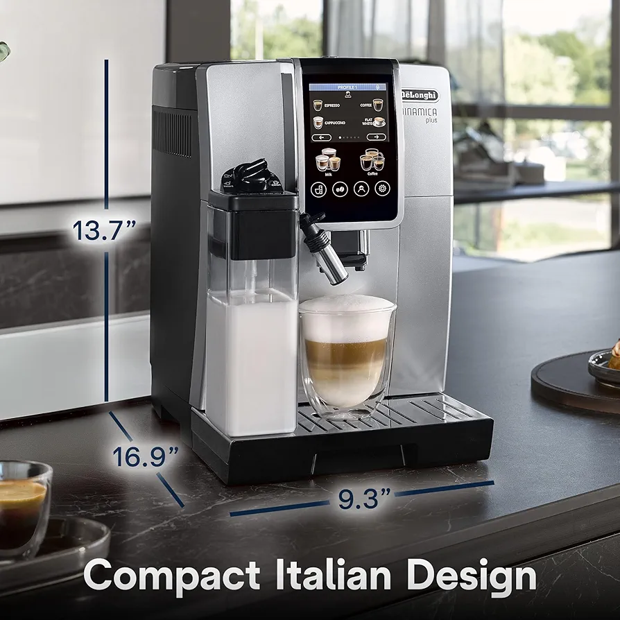 De'Longhi Dinamica Plus Espresso & Coffee Machine, Automatic Milk Frother