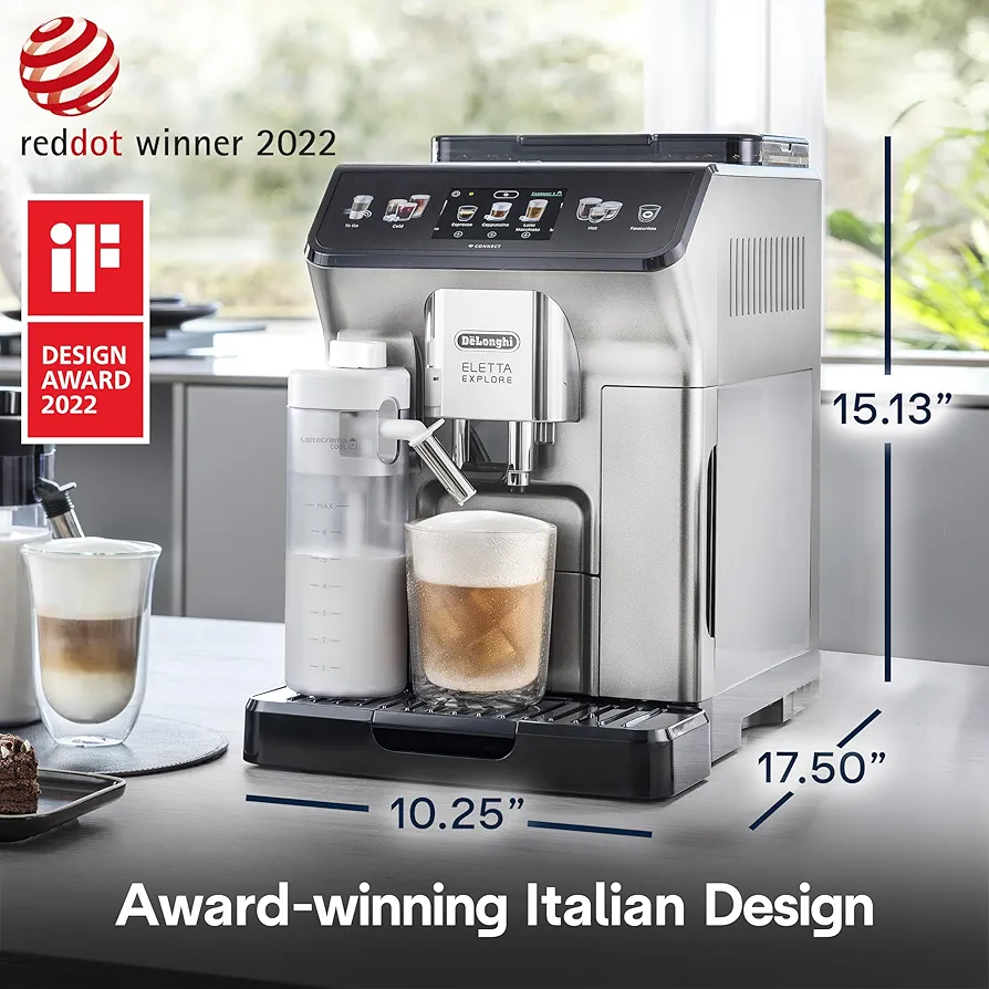 De'Longhi Eletta Explore Espresso Machine with Cold Brew, Automatic Hot & Cold Milk 