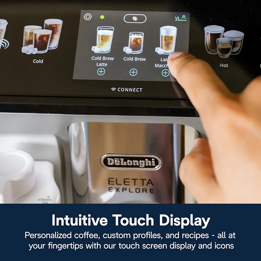 De'Longhi Eletta Explore Espresso Machine with Cold Brew, Automatic Hot & Cold Milk 