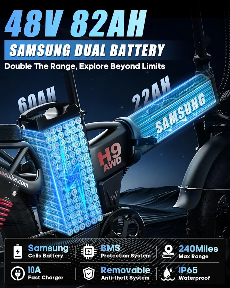 W Wallke H9 AWD 3200W Dual Motor Electric Bike 