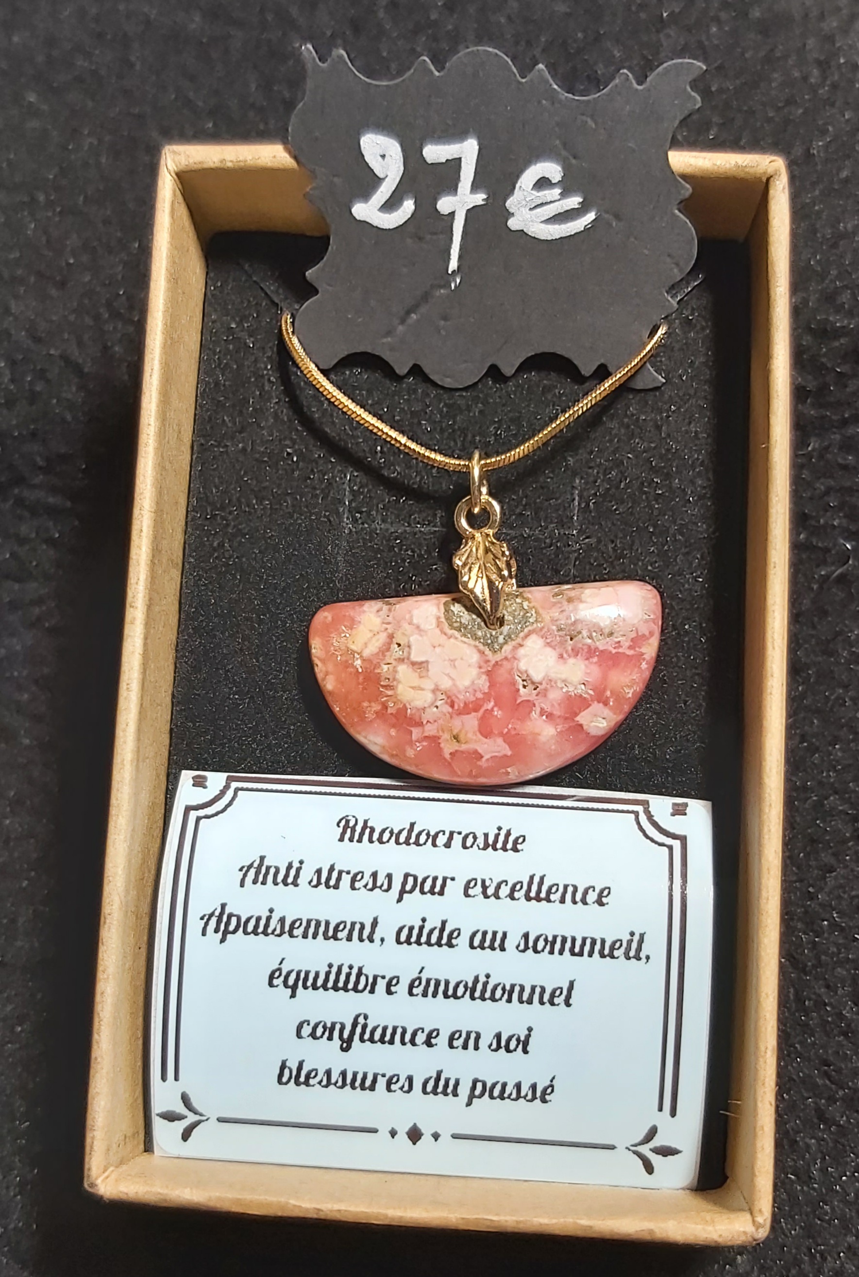 Collier en rhodocrosite