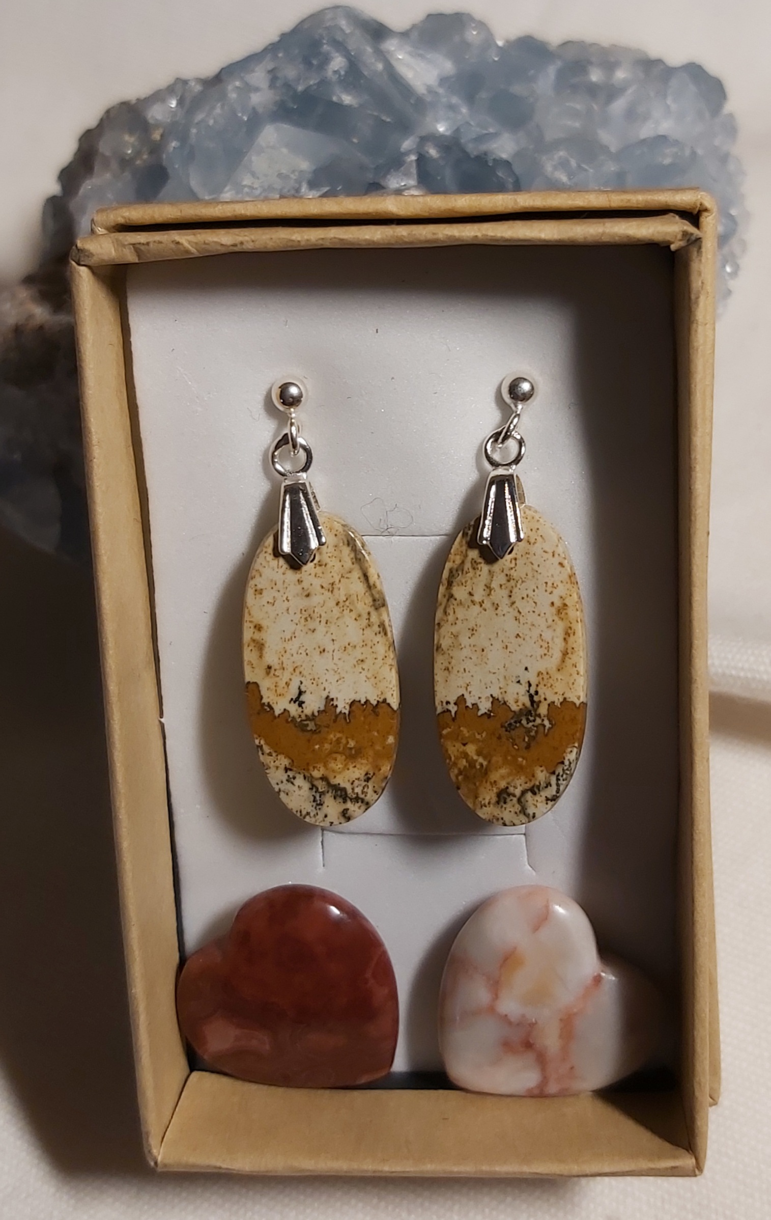 Boucles d'oreilles en jaspe paysage