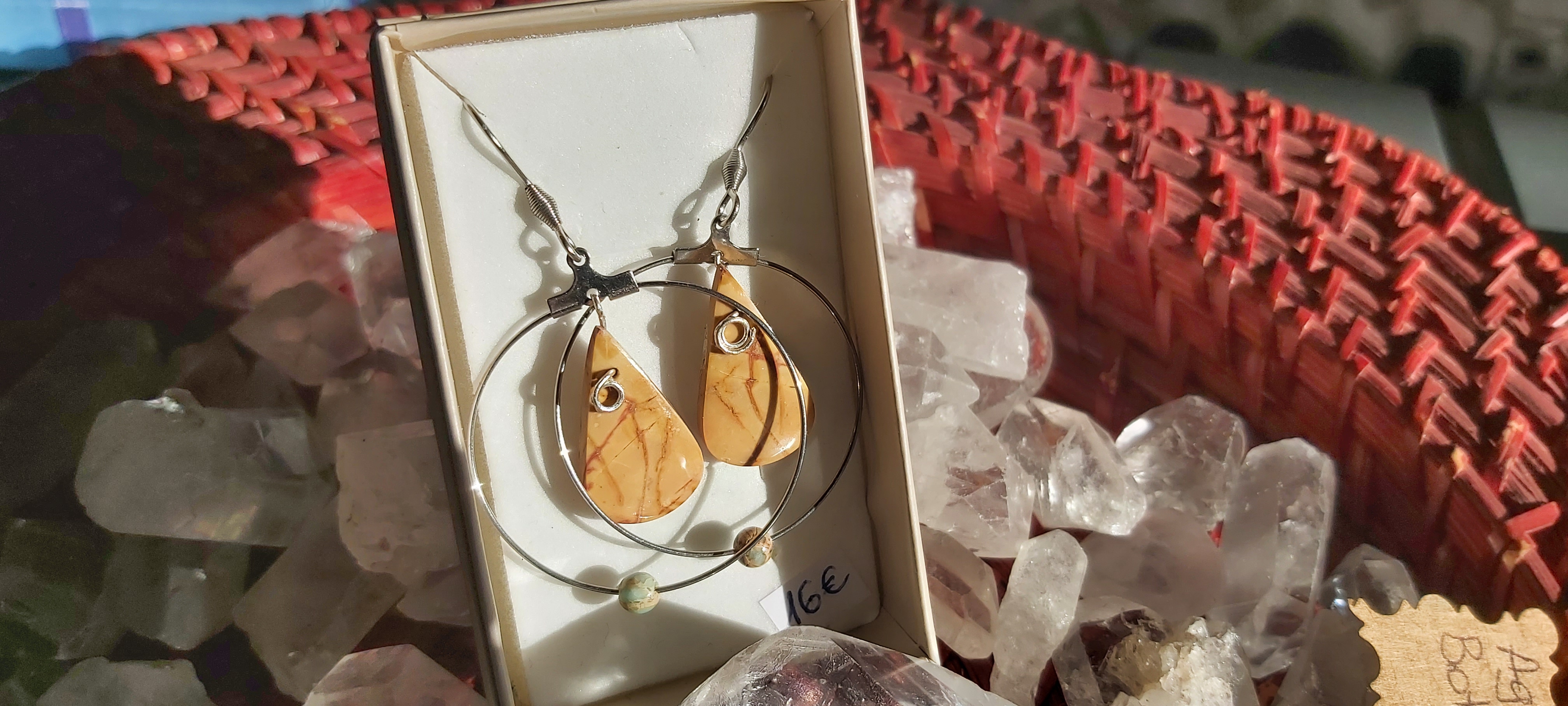 Boucles d'oreilles en jaspe paysage