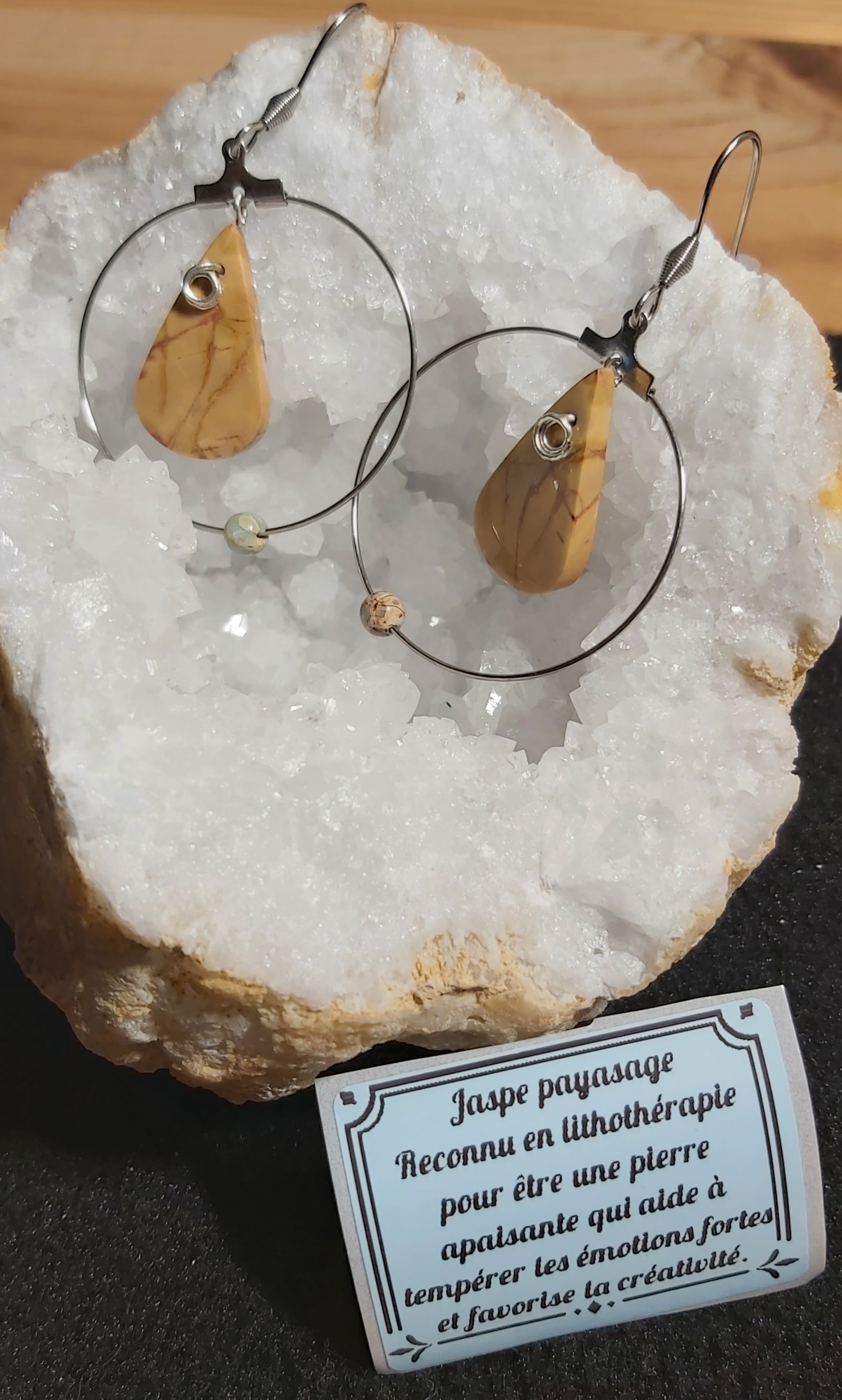 Boucles d'oreilles en jaspe paysage