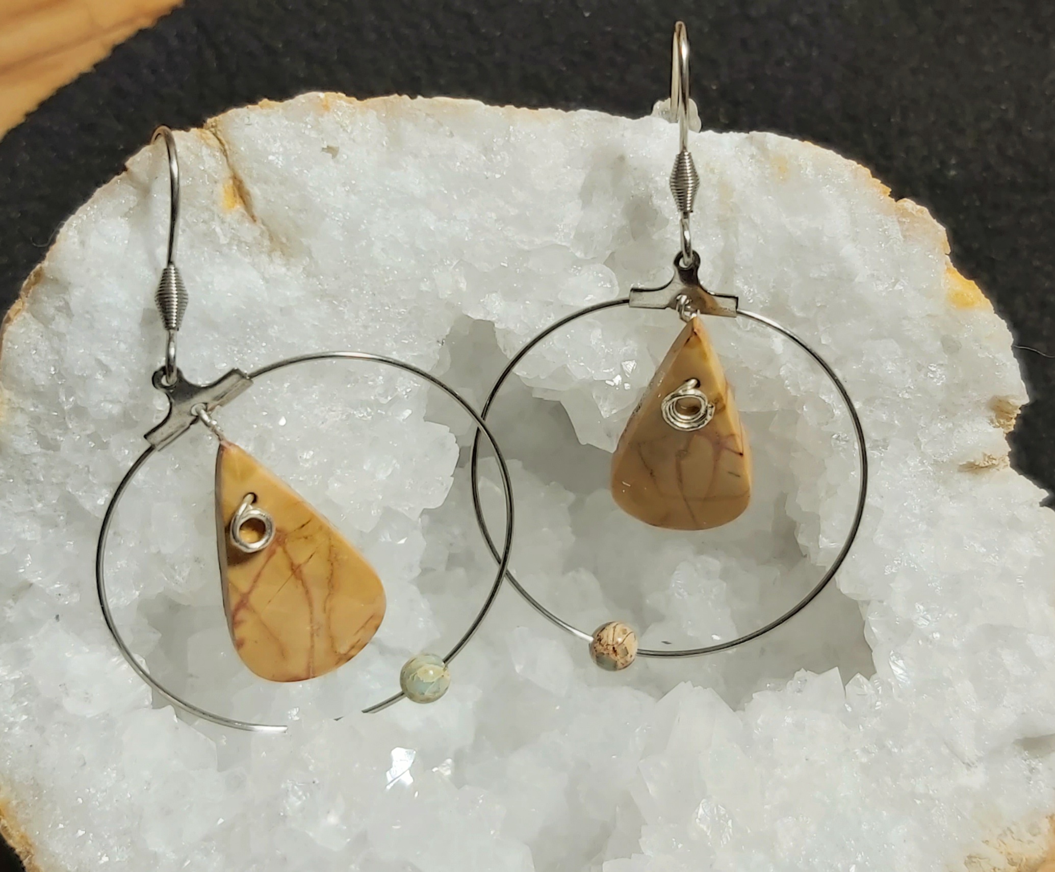 Boucles d'oreilles en jaspe paysage