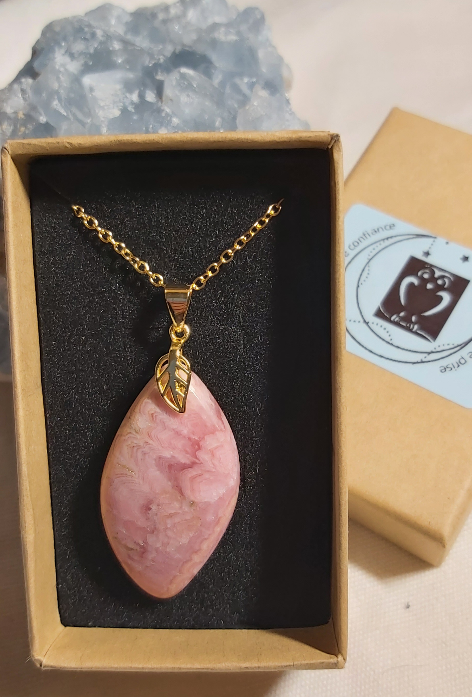 Pendentif en rhodochrosite