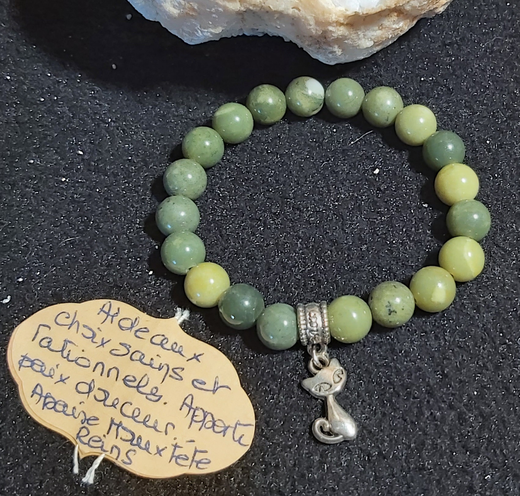 Bracelet en perles de jade vert (8mm)