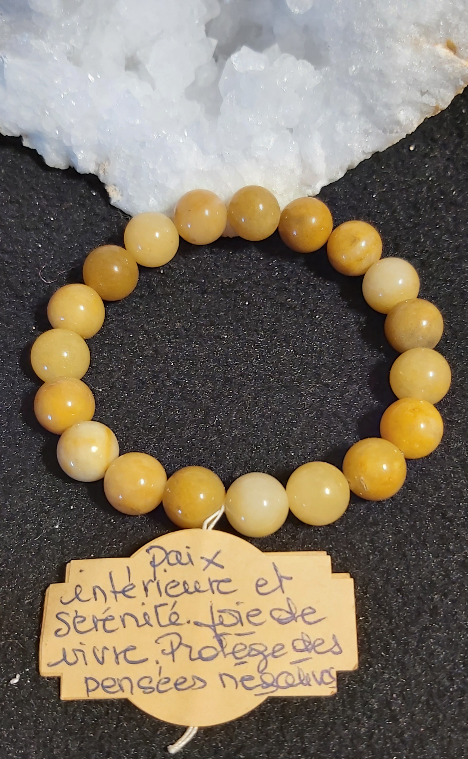 Bracelet en perles de Jade jaune (taille 10mm)