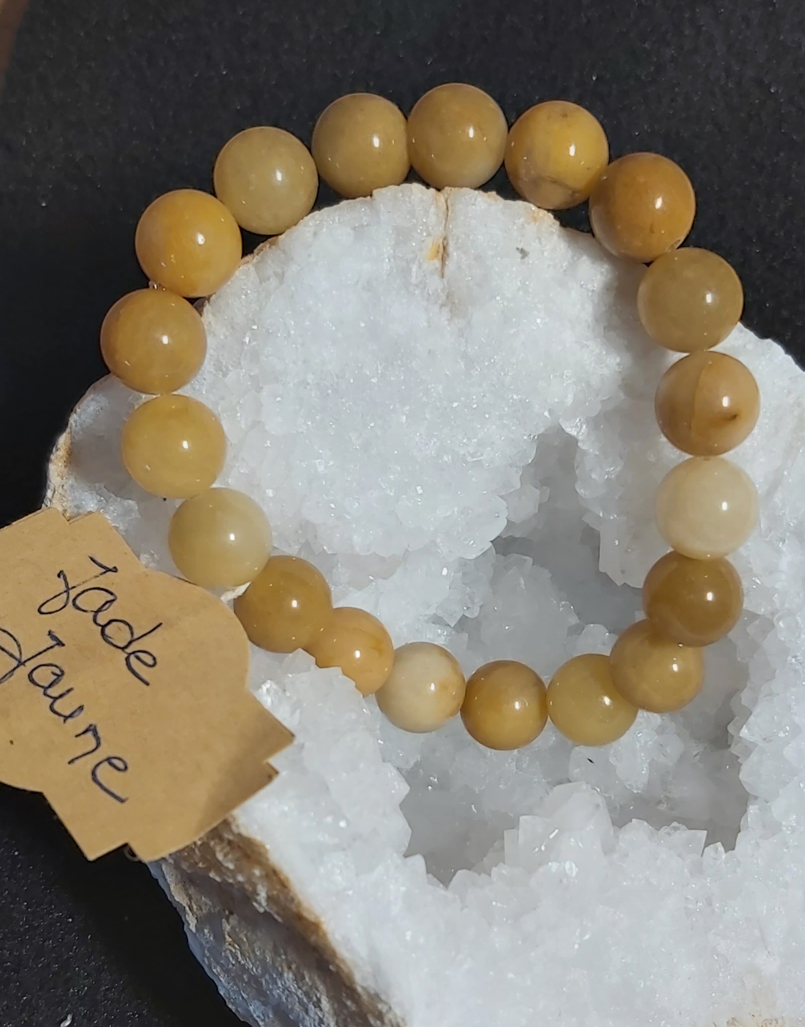 Bracelet en perles de Jade jaune (taille 10mm)