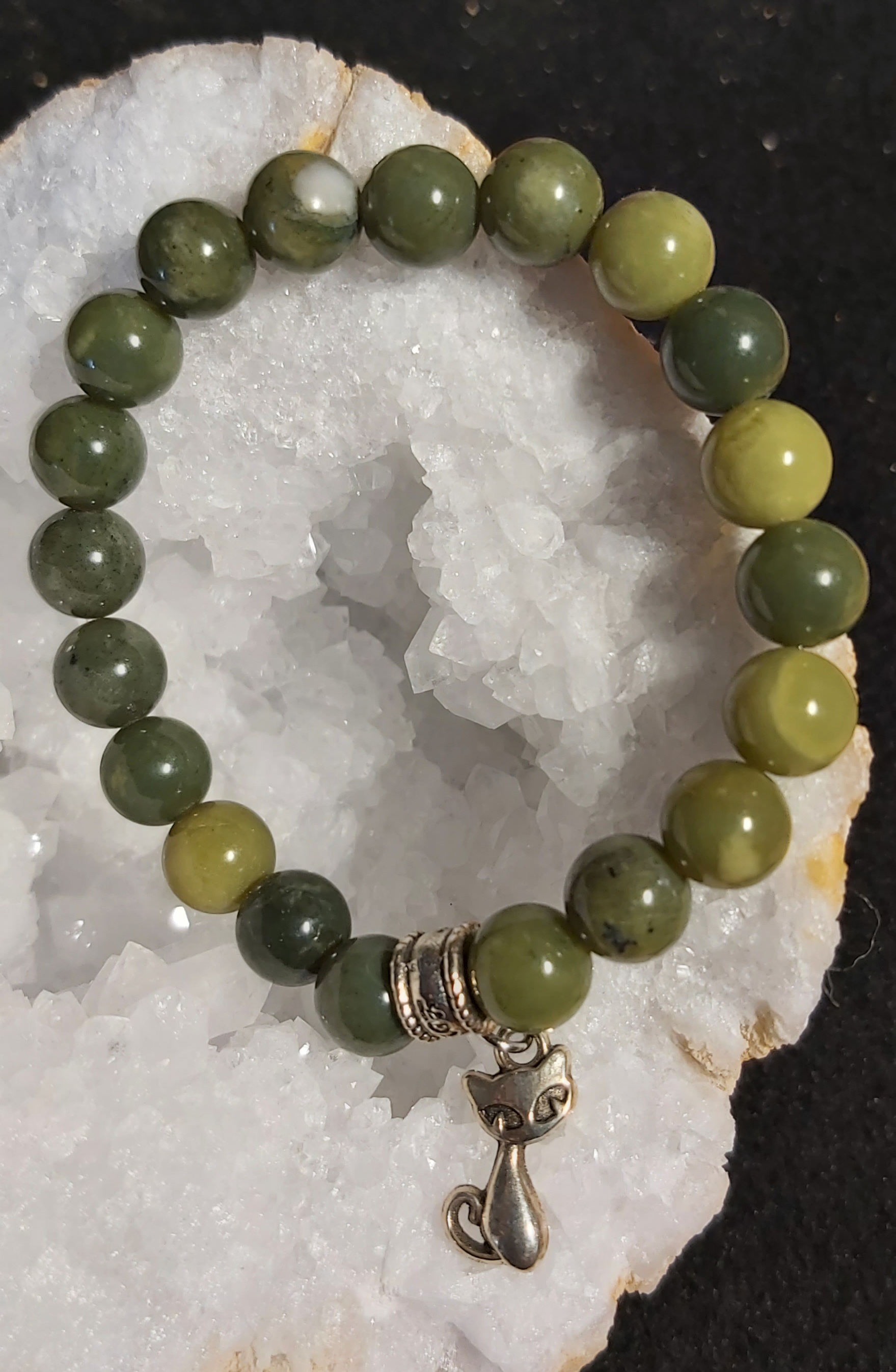 Bracelet en perles de jade vert (8mm)