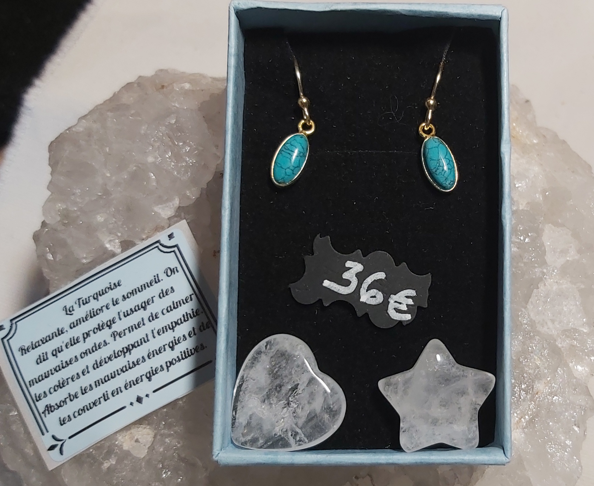 Boucles oreilles en Turquoise véritable.